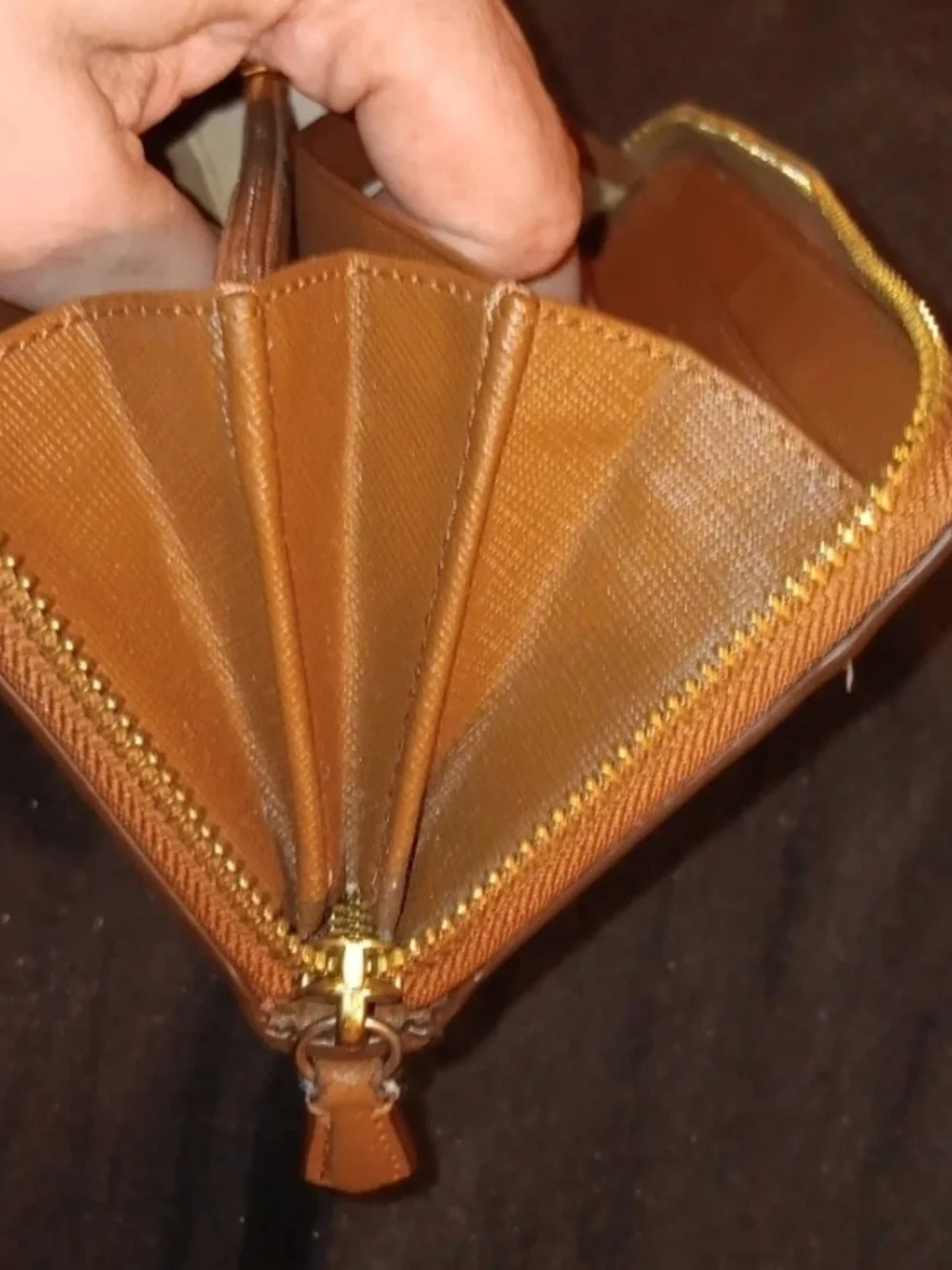 Coach Signature Canvas Tan Double Zipper Wallet